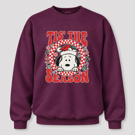 Tis The Season Christmas Retro Checkered Santa Hat Sweatshirt