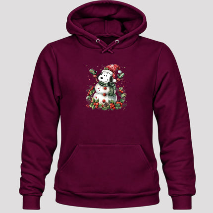 Christmas Snowman Santa Hat Holly Berries Hoodie