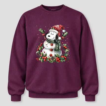 Christmas Snowman Santa Hat Holly Berries Sweatshirt
