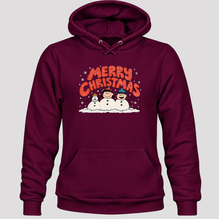 Merry Christmas Retro Snowmen Winter Scene Hoodie