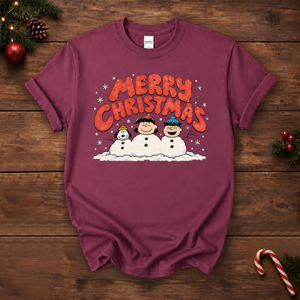 Merry Christmas Retro Snowy Winter Graphic T-Shirt