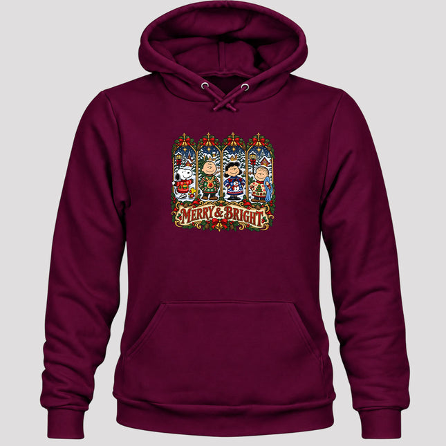 Merry and Bright Christmas Vintage Winter Village Hoodie