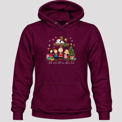 Oh Come Let Us Adore Him Christmas Cross Hoodie
