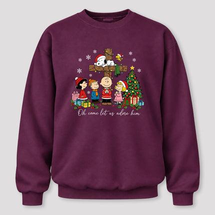 Oh Come Let Us Adore Him Christmas Cross Sweatshirt