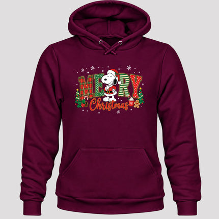 Merry Christmas Plaid Lettering Holiday Trees Hoodie