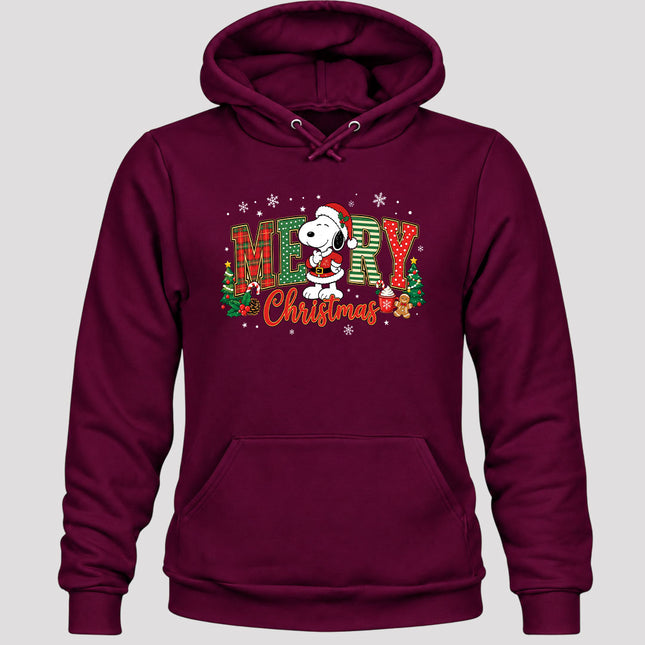 Merry Christmas Plaid Lettering Holiday Trees Hoodie