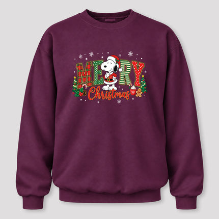 Merry Christmas Plaid Lettering Holiday Trees Sweatshirt
