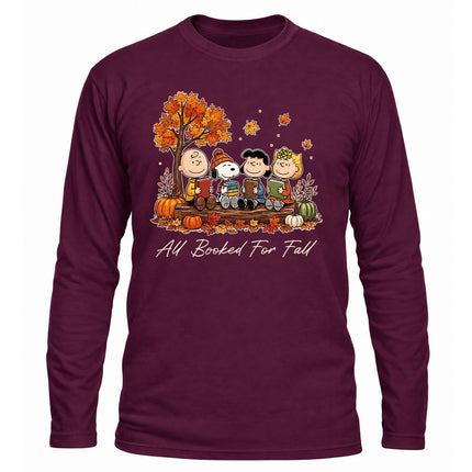 Fall Reading Shirt All Booked For Fall Autumn Book Lover Long Sleeve T-Shirt
