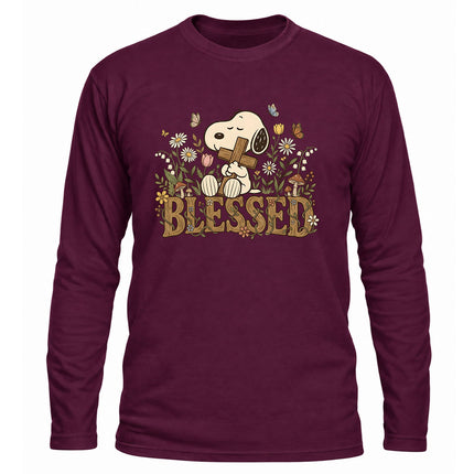 Blessed Christian Floral Cross Christmas Gift Long Sleeve T-Shirt