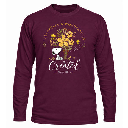 Fearfully and Wonderfully Created Floral Psalm 139 14 Christmas Gift Long Sleeve T-Shirt