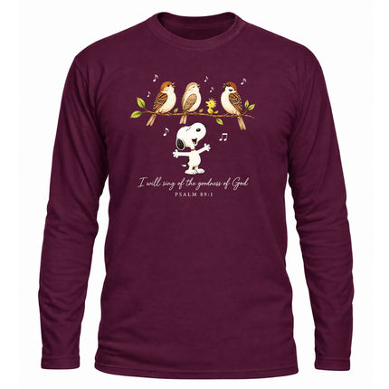Goodness of God Psalm 89 1 Singing Birds Christmas Gift Long Sleeve T-Shirt