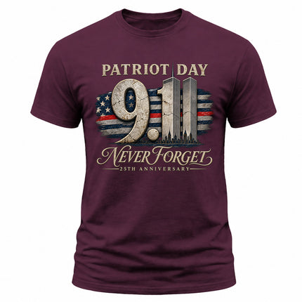 9/11 Patriot Day Never Forget 25th Anniversary September 11 Memorial T-Shirt