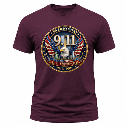 9/11 Patriot Day Never Forget American Eagle September 11 Memorial T-Shirt