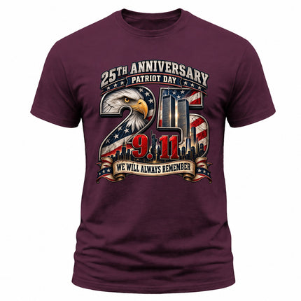 9/11 25th Anniversary Patriot Day We Will Always Remember Memorial T-Shirt