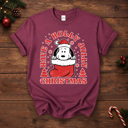 Have A Holly Jolly Christmas Retro Santa Stocking T-Shirt