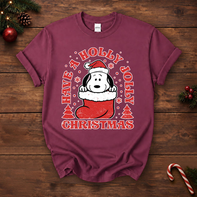 Have A Holly Jolly Christmas Retro Santa Stocking T-Shirt