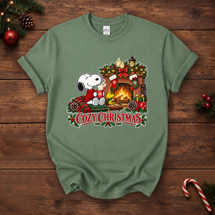 Cozy Christmas Fireplace Hot Cocoa Holiday T-Shirt