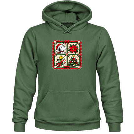 Christmas Patchwork Poinsettia Holiday Quilt Hoodie