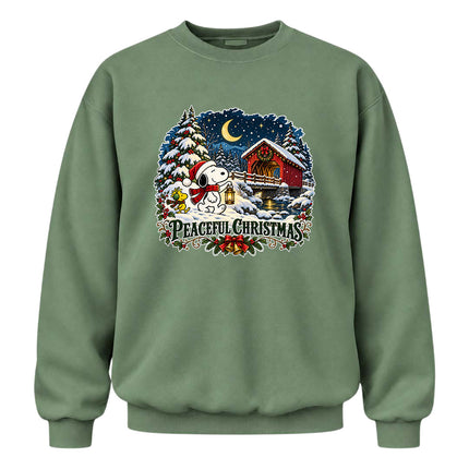Peaceful Christmas Snowy Covered Bridge Winter Night Sweatshirt