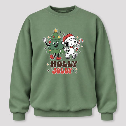 Holly Jolly Christmas Tree Candy Cane Retro Sweatshirt