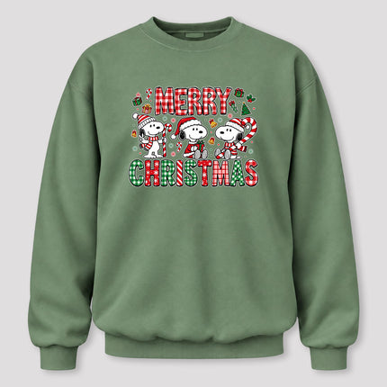 Merry Christmas Plaid Candy Cane Holiday Sweatshirt