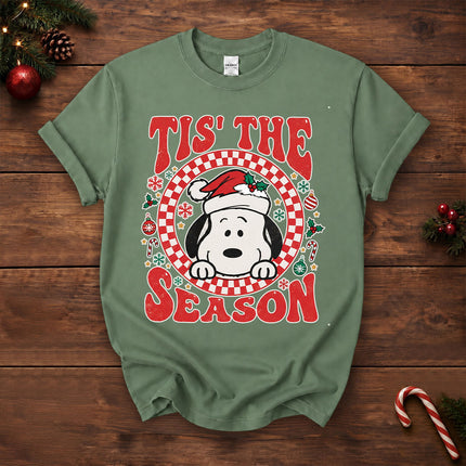 Tis The Season Christmas Retro Checkered Santa Hat T-Shirt