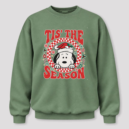 Tis The Season Christmas Retro Checkered Santa Hat Sweatshirt