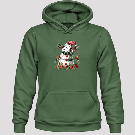 Christmas Snowman Santa Hat Holly Berries Hoodie