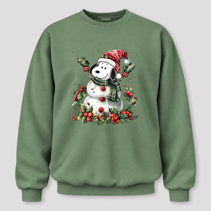 Christmas Snowman Santa Hat Holly Berries Sweatshirt