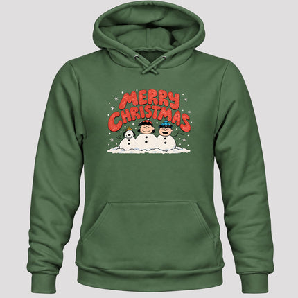 Merry Christmas Retro Snowmen Winter Scene Hoodie