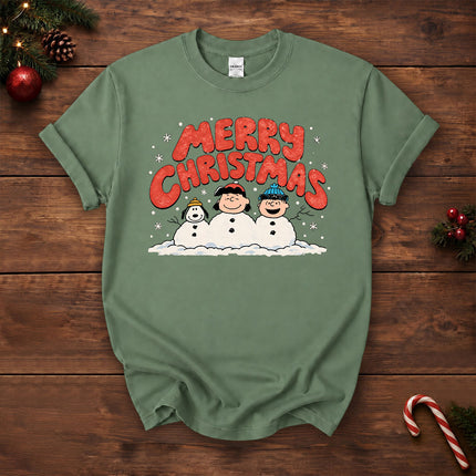 Merry Christmas Retro Snowy Winter Graphic T-Shirt