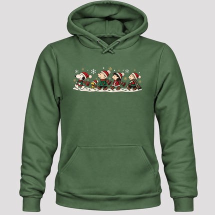 Christmas Winter Walk Plaid Scarves Snowflakes Hoodie
