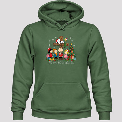 Oh Come Let Us Adore Him Christmas Cross Hoodie