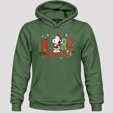 Merry Christmas Plaid Lettering Holiday Trees Hoodie