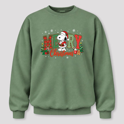 Merry Christmas Plaid Lettering Holiday Trees Sweatshirt