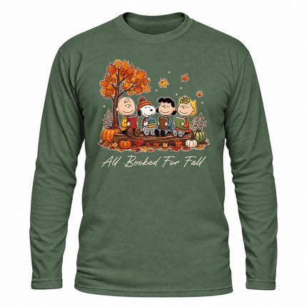 Fall Reading Shirt All Booked For Fall Autumn Book Lover Long Sleeve T-Shirt