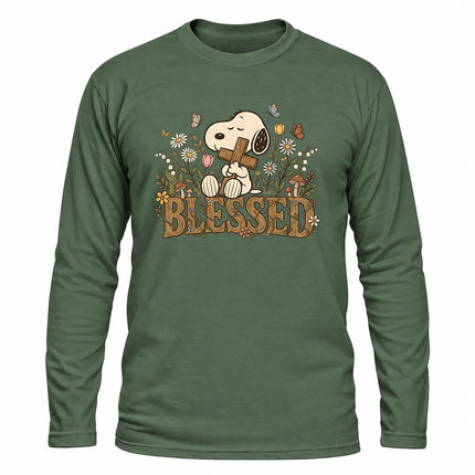 Blessed Christian Floral Cross Christmas Gift Long Sleeve T-Shirt