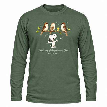 Goodness of God Psalm 89 1 Singing Birds Christmas Gift Long Sleeve T-Shirt