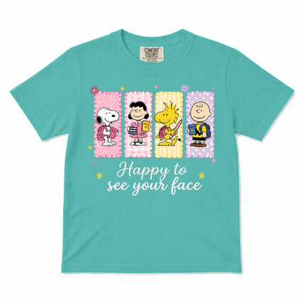 Comfort Colors Back To School Happy To See Your Face Classroom Kid T-Shirt