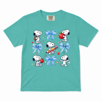 Comfort Colors Back To School Blue Bow School Supplies Kid T-Shirt