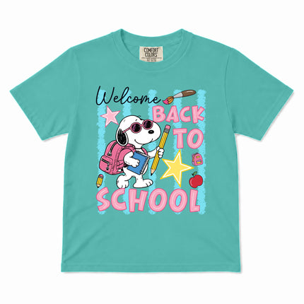 Comfort Colors Welcome Back To School Pink Backpack First Day Kid T-Shirt
