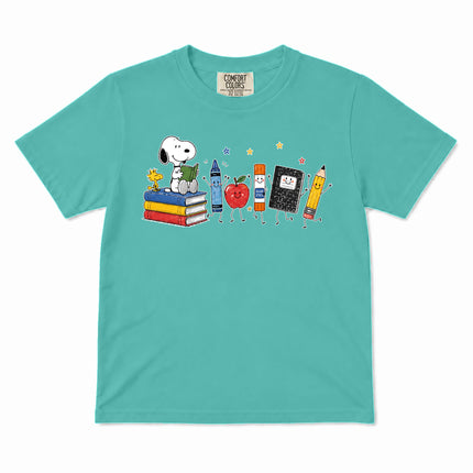 Comfort Colors Back To School Books Pencil Apple Supplies Kid T-Shirt
