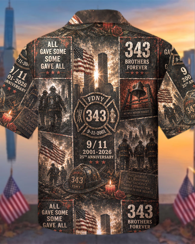 25th Patriot Day 9/11 Firefighter 343 Heroes Memorial Tribute Hawaiian Shirt
