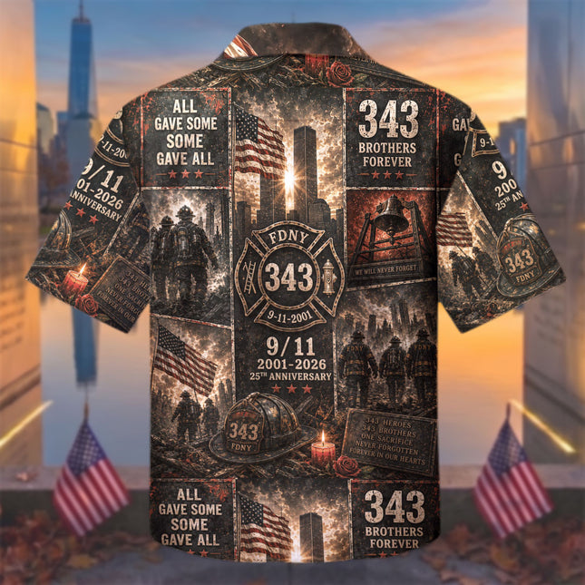 25th Patriot Day 9/11 Firefighter 343 Heroes Memorial Tribute Hawaiian Shirt