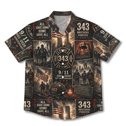 25th Patriot Day 9/11 Firefighter 343 Heroes Memorial Tribute Hawaiian Shirt