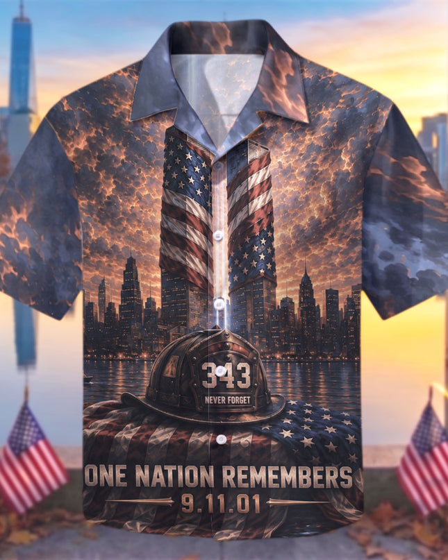 25th Patriot Day One Nation Remembers 9/11 Memorial Tribute Hawaiian Shirt