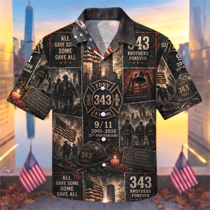25th Patriot Day 9/11 Firefighter 343 Heroes Memorial Tribute Hawaiian Shirt