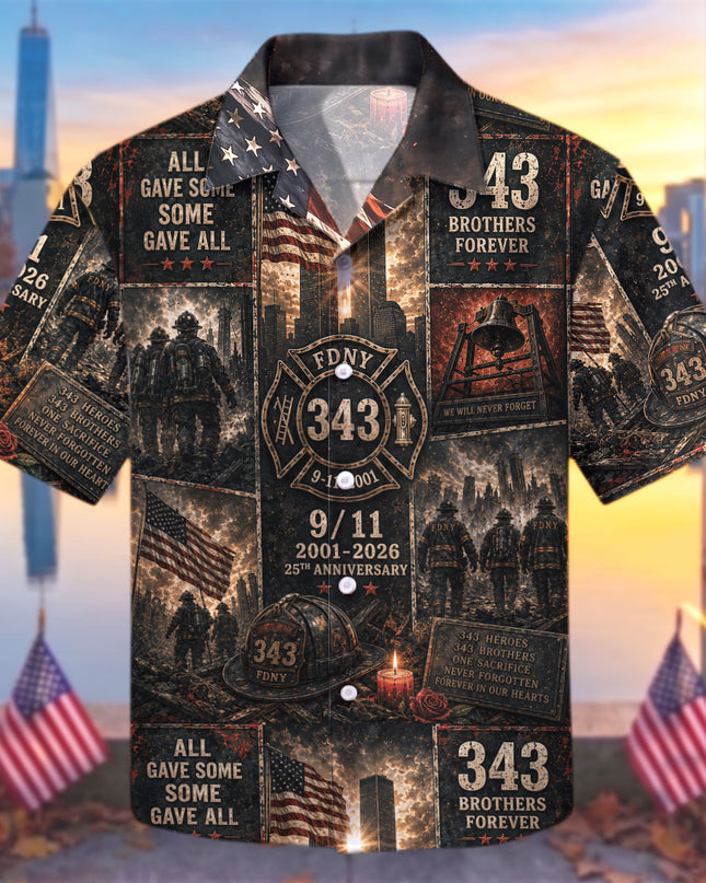 25th Patriot Day 9/11 Firefighter 343 Heroes Memorial Tribute Hawaiian Shirt