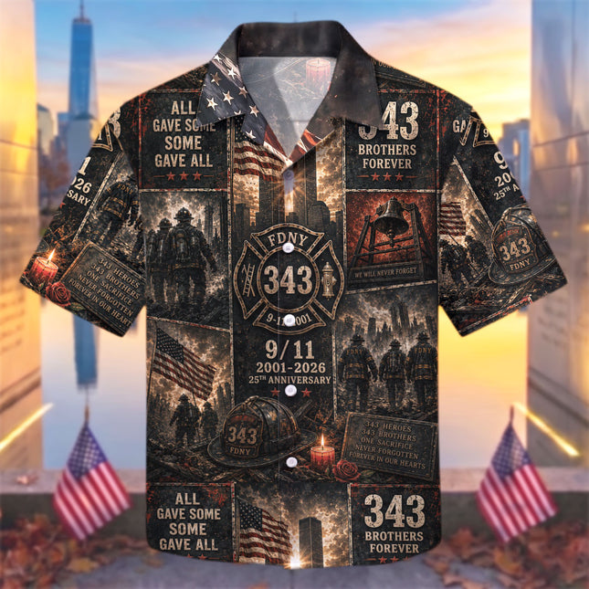 25th Patriot Day 9/11 Firefighter 343 Heroes Memorial Tribute Hawaiian Shirt