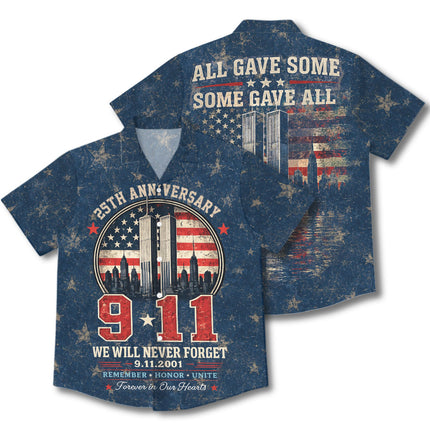 25th Patriot Day 9/11 Never Forget American Flag Memorial Hawaiian Shirt